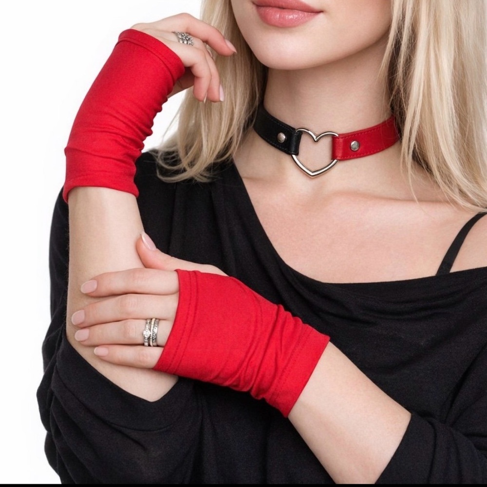 Rave Festival Punk Bundle: Choker Hair Bow, fingerless gloves